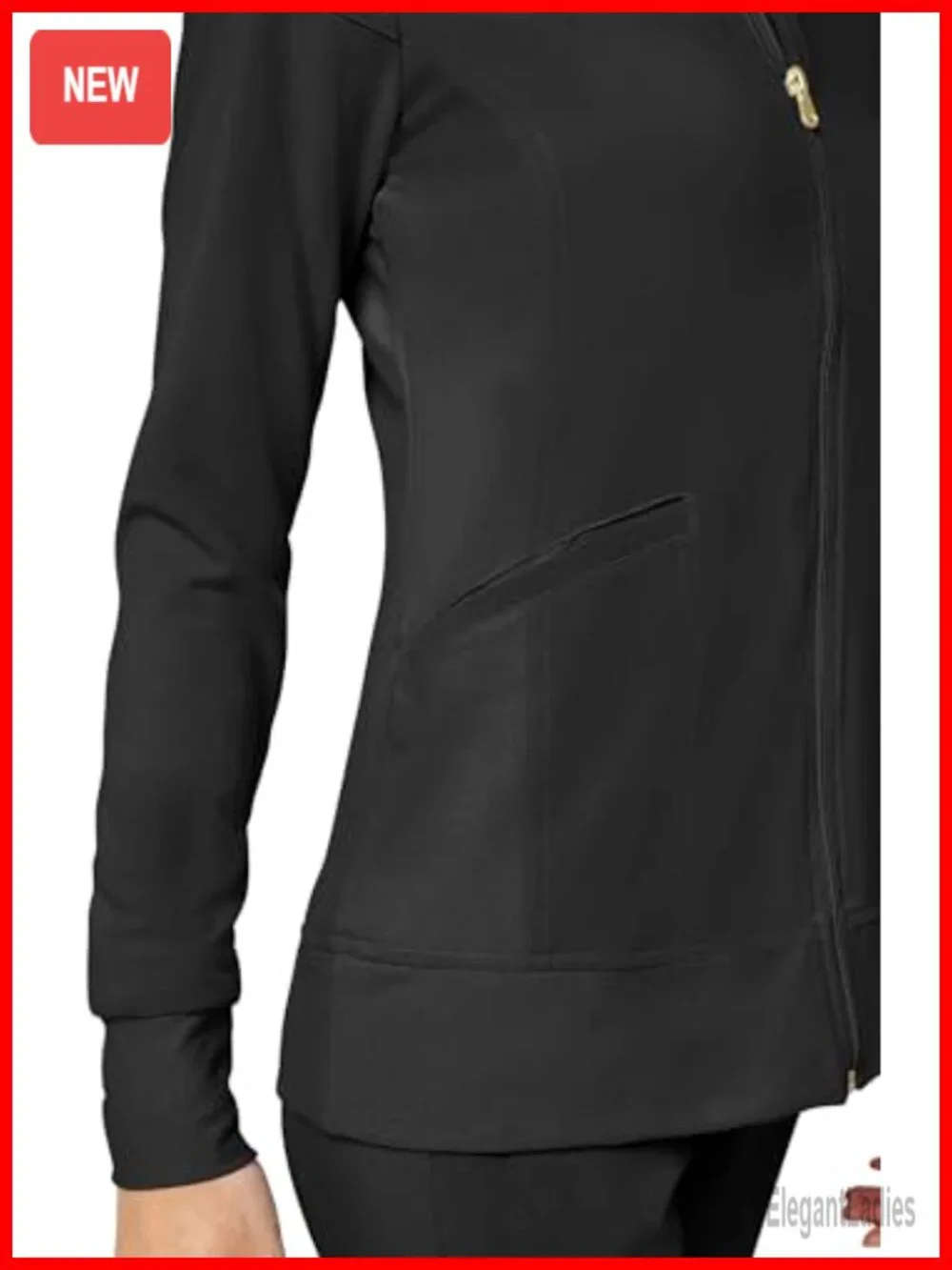 Women's Zip Front Scrub Jacket 4-Way Stretch Moisture Wicking Knit Panels